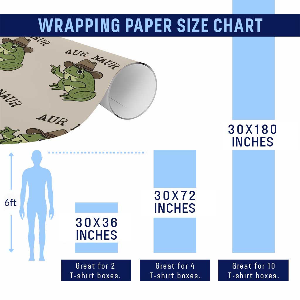 AUR Naur Cowboy Frog Meme Wrapping Paper Roll Funny Sarcastic Oh No Australian Accent TS14 Print Your Wear