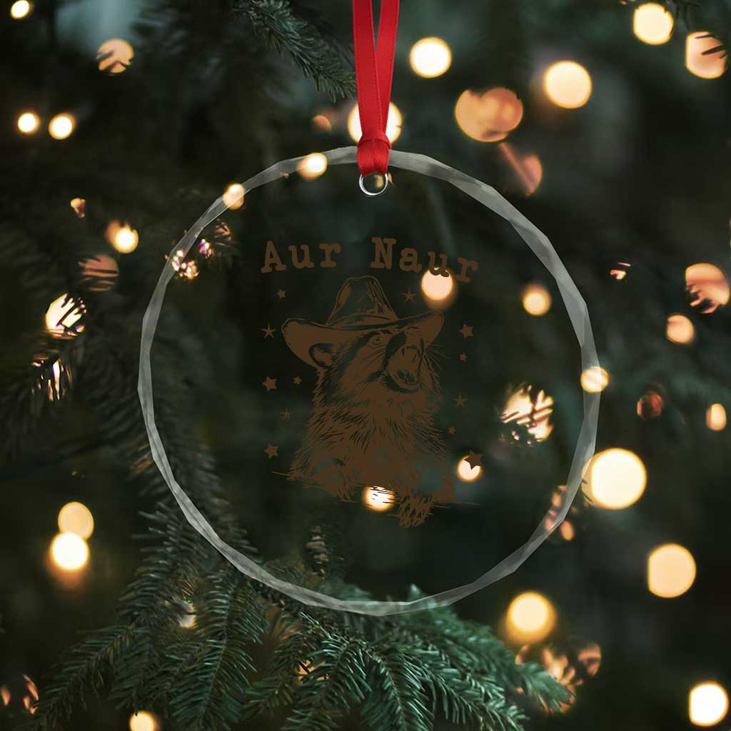 AUR Naur Cowboy Raccoon Crystal Glass Ornament Funny Sarcastic Oh No Australian Accent TS14 Print Your Wear