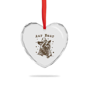 AUR Naur Cowboy Raccoon Heart Crystal Glass Ornament Funny Sarcastic Oh No Australian Accent TS14 Print Your Wear