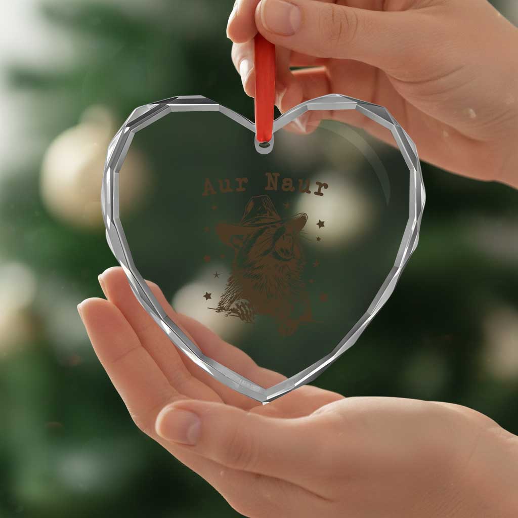 AUR Naur Cowboy Raccoon Heart Crystal Glass Ornament Funny Sarcastic Oh No Australian Accent TS14 Print Your Wear