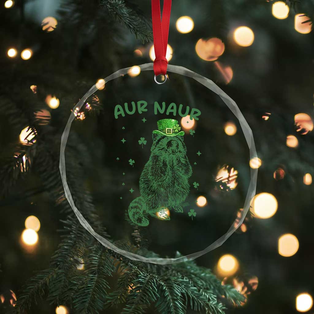 Aur Naur Raccoon St Patricks Day Crystal Glass Ornament Funny Sarcastic Oh No Australian Accent TS14 Print Your Wear