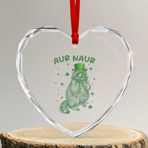 Aur Naur Raccoon St Patricks Day Heart Crystal Glass Ornament Funny Sarcastic Oh No Australian Accent TS14 Transparent Glass 3'' Heart Print Your Wear