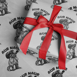 AUR Naur Cowboy Raccoon Meme Wrapping Paper Roll Funny Sarcastic Oh No Australian Accent TS14 White Print Your Wear