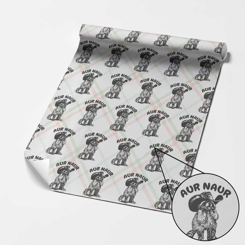 AUR Naur Cowboy Raccoon Meme Wrapping Paper Roll Funny Sarcastic Oh No Australian Accent TS14 Christmas Plaid Print Your Wear