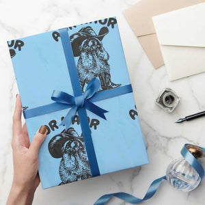 AUR Naur Cowboy Raccoon Meme Wrapping Paper Roll Funny Sarcastic Oh No Australian Accent TS14 Light Blue Print Your Wear