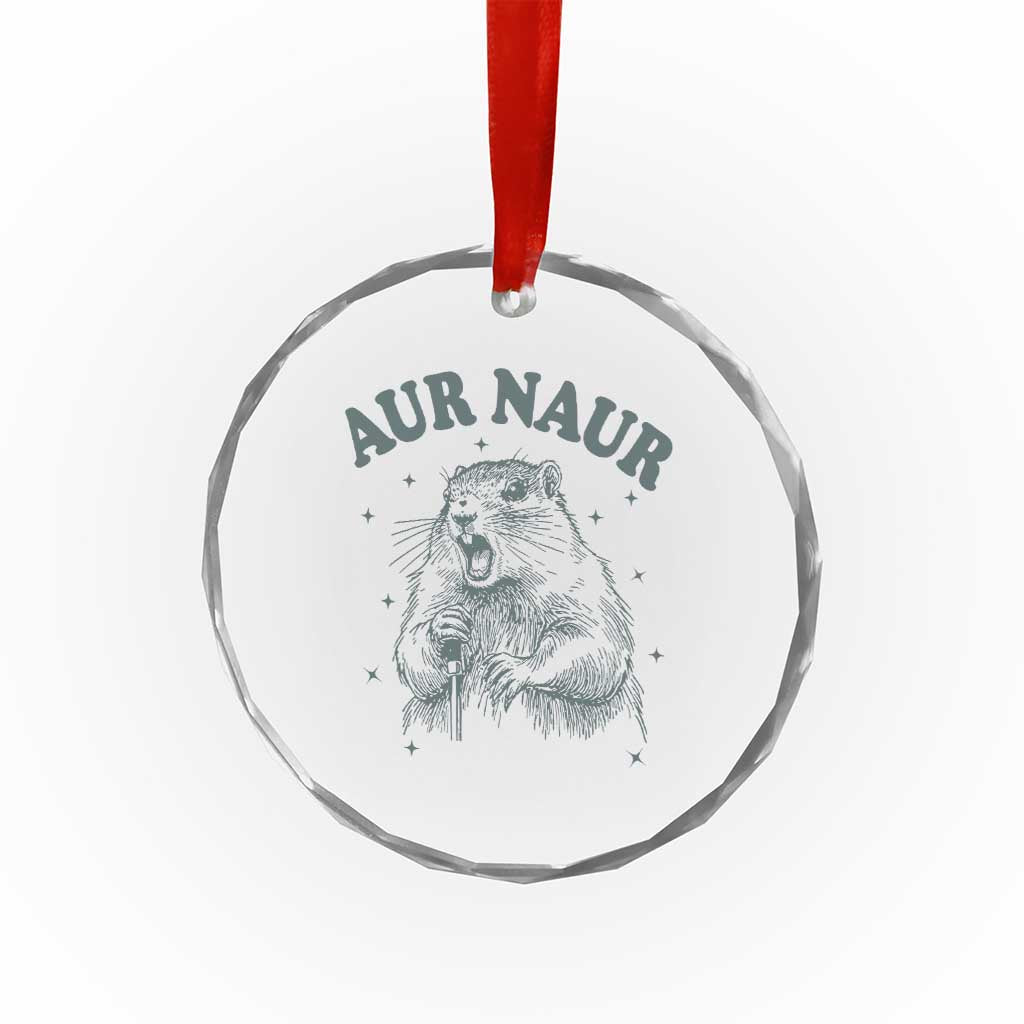Aur Naur Groundhog Meme Crystal Glass Ornament Funny Sarcastic Oh No Australian Accent TS14 Print Your Wear