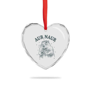 Aur Naur Groundhog Meme Heart Crystal Glass Ornament Funny Sarcastic Oh No Australian Accent TS14 Print Your Wear
