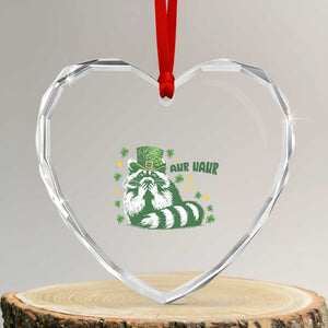 AUR Naur Raccoon St Patricks Day Meme Heart Crystal Glass Ornament Funny Sarcastic Oh No Australian Accent TS14 Transparent Glass 3'' Heart Print Your Wear