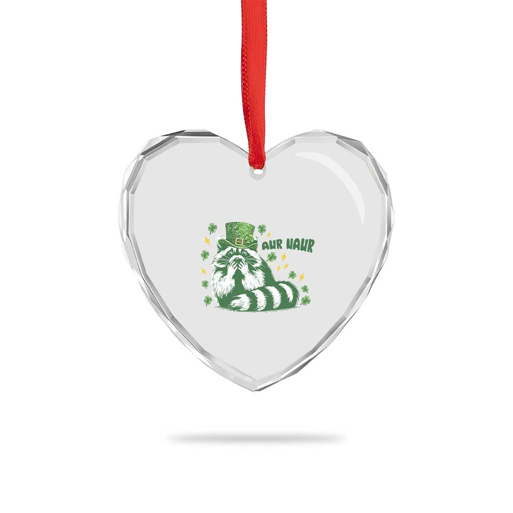 AUR Naur Raccoon St Patricks Day Meme Heart Crystal Glass Ornament Funny Sarcastic Oh No Australian Accent TS14 Print Your Wear