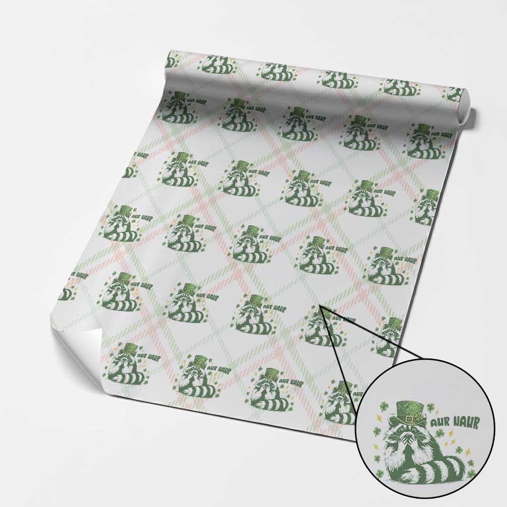 AUR Naur Raccoon St Patricks Day Meme Wrapping Paper Roll Funny Sarcastic Oh No Australian Accent TS14 Christmas Plaid Print Your Wear