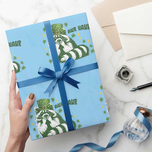 AUR Naur Raccoon St Patricks Day Meme Wrapping Paper Roll Funny Sarcastic Oh No Australian Accent TS14 Light Blue Print Your Wear