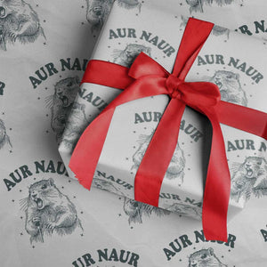 Aur Naur Groundhog Meme Wrapping Paper Roll Funny Sarcastic Oh No Australian Accent TS14 White Print Your Wear