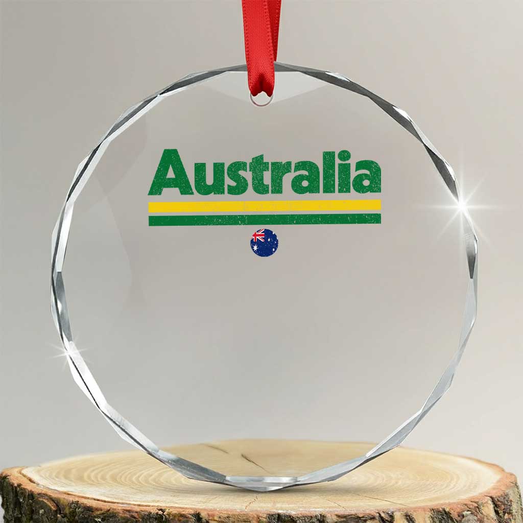 Australia Fan Crystal Glass Ornament Retro Vintage Flag Green Yellow Country Pride Distressed Graphic TS10 Transparent Glass 3'' Circle Print Your Wear