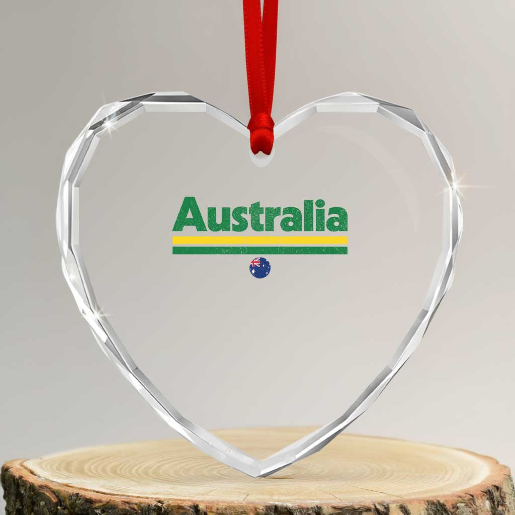 Australia Fan Heart Crystal Glass Ornament Retro Vintage Flag Green Yellow Country Pride Distressed Graphic TS10 Transparent Glass 3'' Heart Print Your Wear