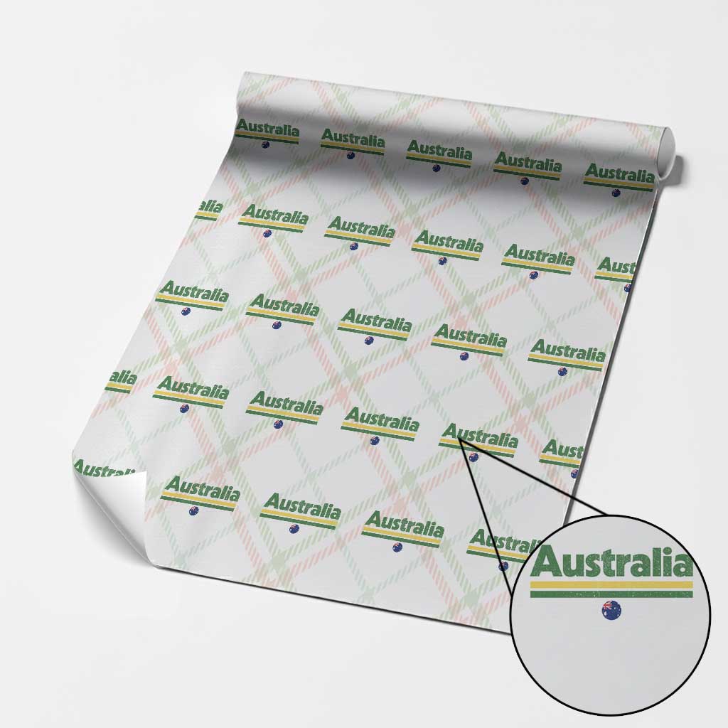 Australia Fan Wrapping Paper Roll Retro Vintage Flag Green Yellow Country Pride Distressed Graphic