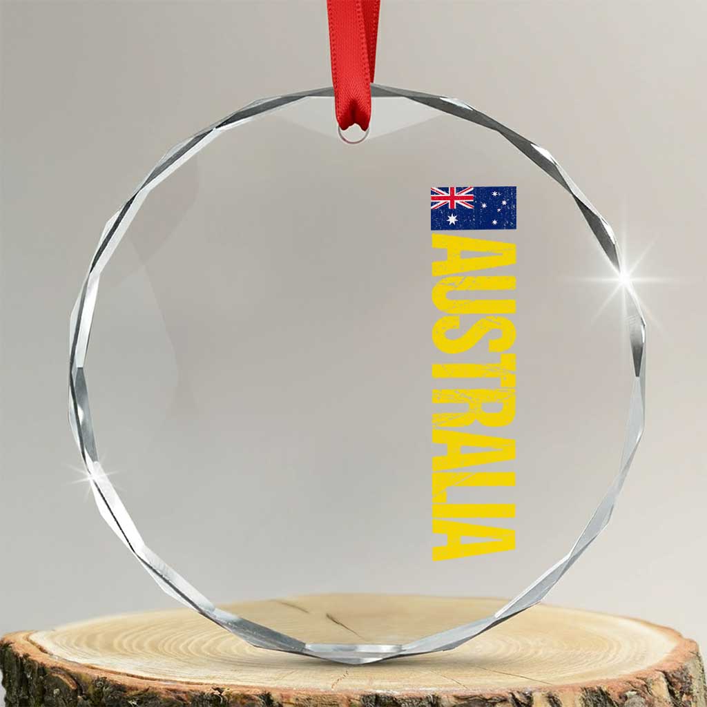 Australia Flag Crystal Glass Ornament Patriotic Country Pride Vertical Text Graphic TS10 Transparent Glass 3'' Circle Print Your Wear