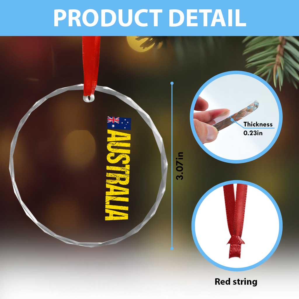 Australia Flag Crystal Glass Ornament Patriotic Country Pride Vertical Text Graphic
