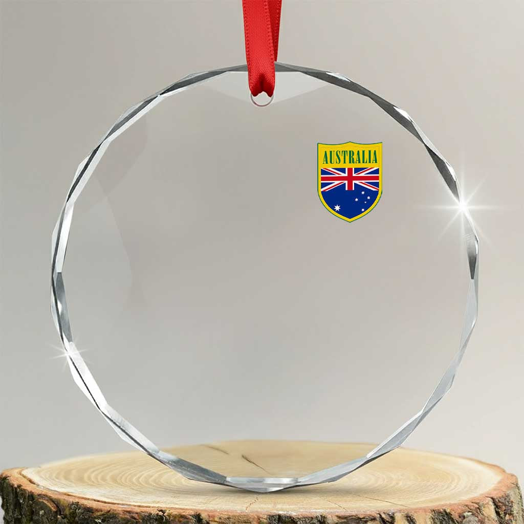Australia Football Crest Australian Flag Pride Sporty Athletic Jersey Crystal Glass Ornament TS11 Transparent Glass 3'' Circle Print Your Wear