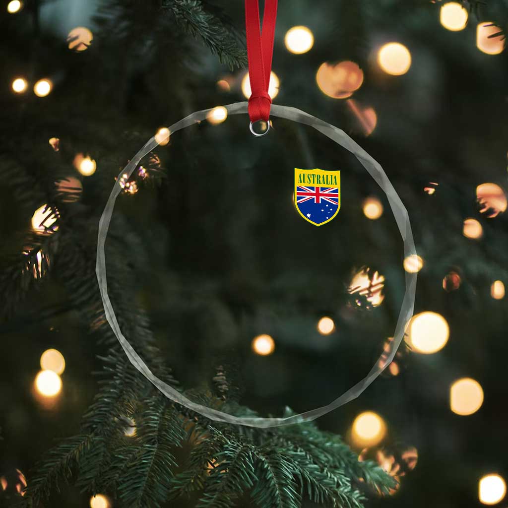 Australia Football Crest Australian Flag Pride Sporty Athletic Jersey Crystal Glass Ornament