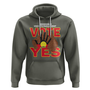 Australia Indigenous Hoodie Aboriginal Flag Vote Yes Urulu Statement TS02 Military Green Printyourwear