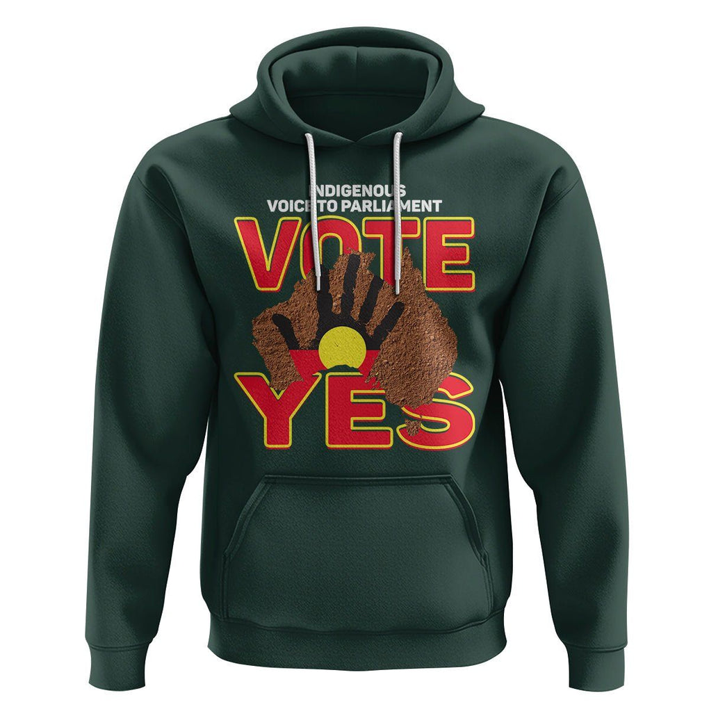 Australia Indigenous Hoodie Aboriginal Flag Vote Yes Urulu Statement TS02 Dark Forest Green Printyourwear