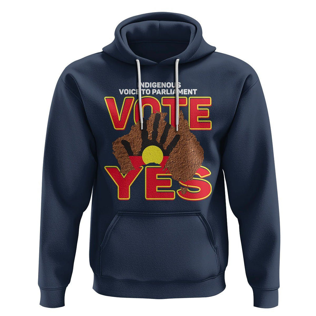 Australia Indigenous Hoodie Aboriginal Flag Vote Yes Urulu Statement TS02 Navy Printyourwear