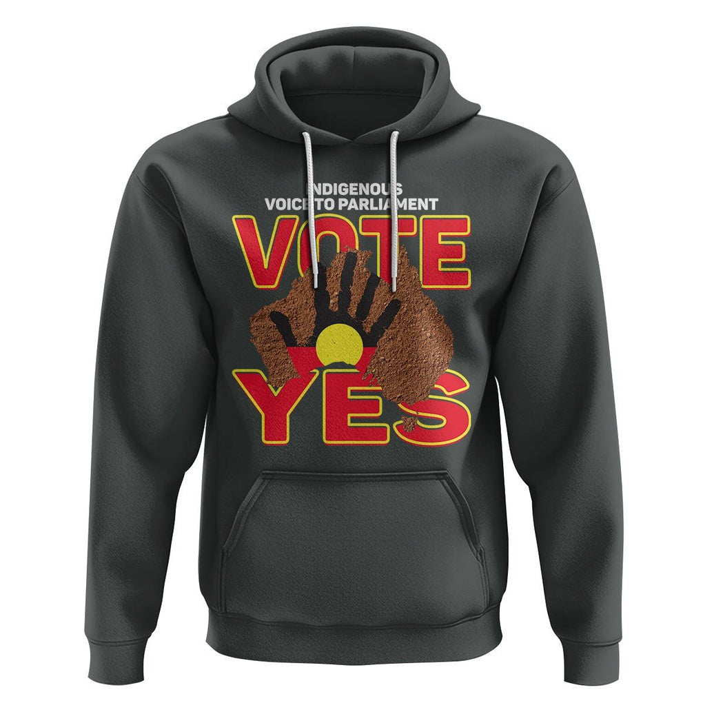 Australia Indigenous Hoodie Aboriginal Flag Vote Yes Urulu Statement TS02 Dark Heather Printyourwear