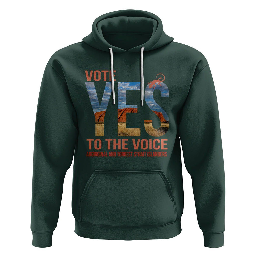Australia Indigenous Hoodie Vote Yes To The Voice Aboriginal And Torres Strait Islanders TS02 Dark Forest Green Printyourwear