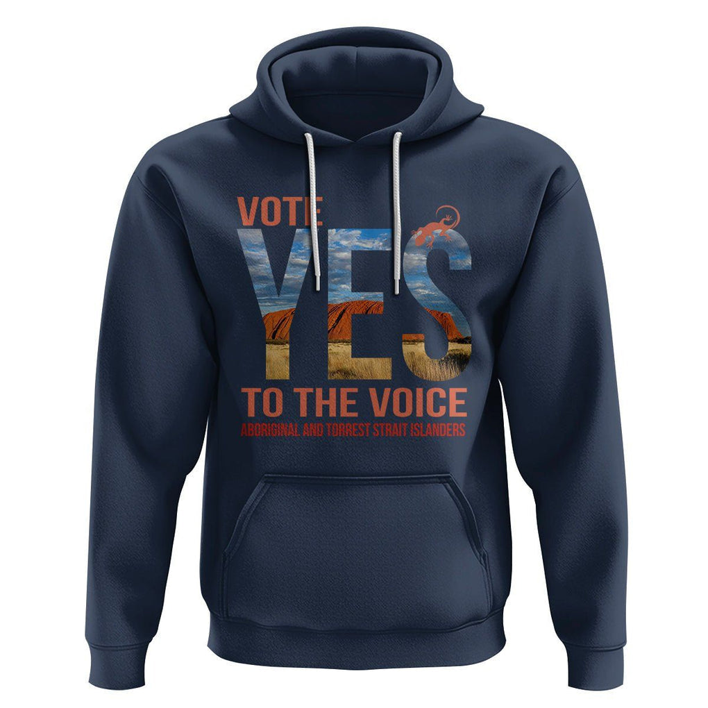 Australia Indigenous Hoodie Vote Yes To The Voice Aboriginal And Torres Strait Islanders TS02 Navy Printyourwear
