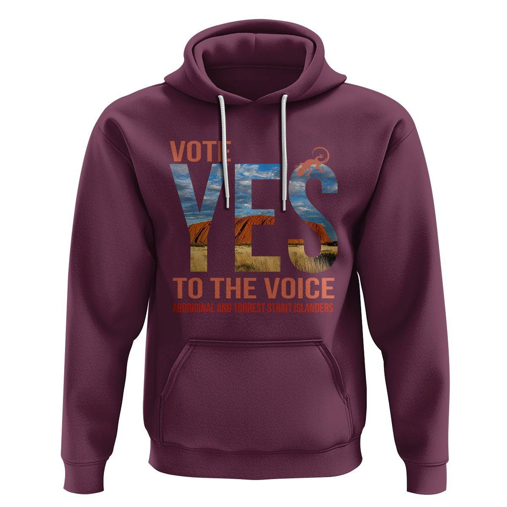 Australia Indigenous Hoodie Vote Yes To The Voice Aboriginal And Torres Strait Islanders TS02 Maroon Printyourwear