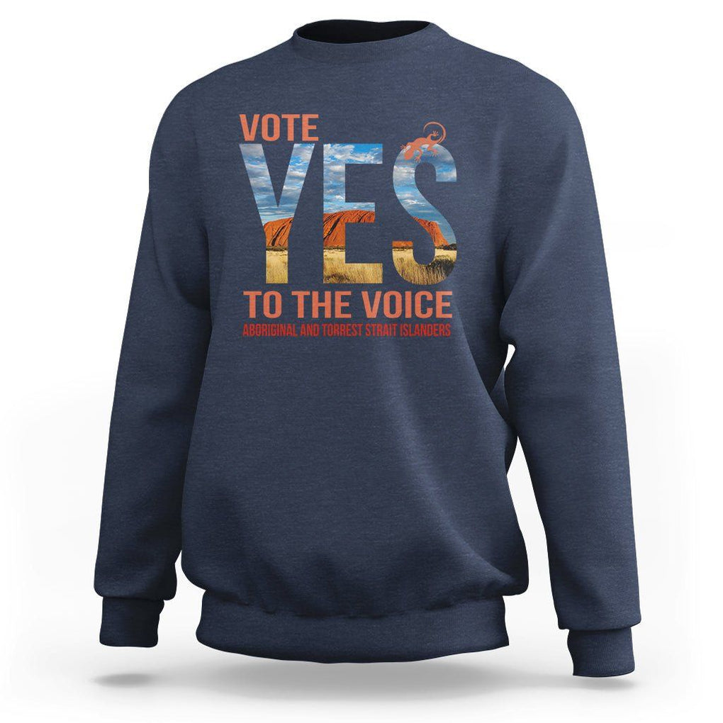 Australia Indigenous Sweatshirt Vote Yes To The Voice Aboriginal And Torres Strait Islanders TS02 Navy Printyourwear
