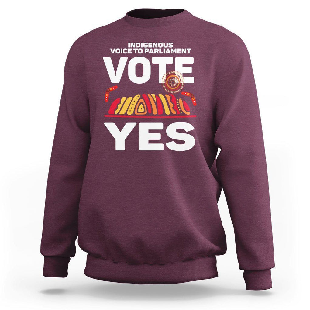 Australia Indigenous Sweatshirt Vote Yes Voice To Parliament Urulu TS02 Maroon Printyourwear