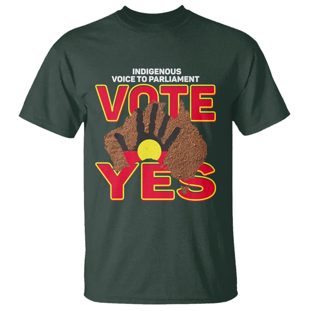 Australia Indigenous T Shirt Aboriginal Flag Vote Yes Urulu Statement TS02 Dark Forest Green Printyourwear