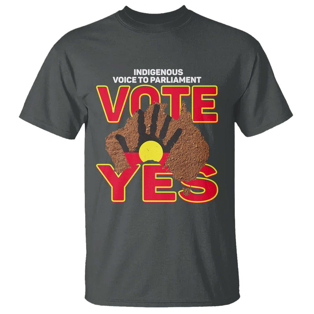 Australia Indigenous T Shirt Aboriginal Flag Vote Yes Urulu Statement TS02 Dark Heather Printyourwear
