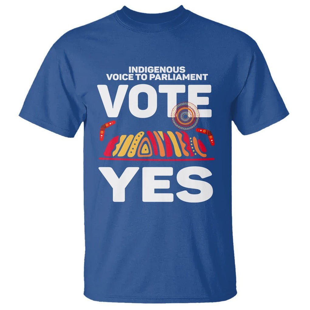 Australia Indigenous T Shirt Vote Yes Voice To Parliament Urulu TS02 Royal Blue Printyourwear