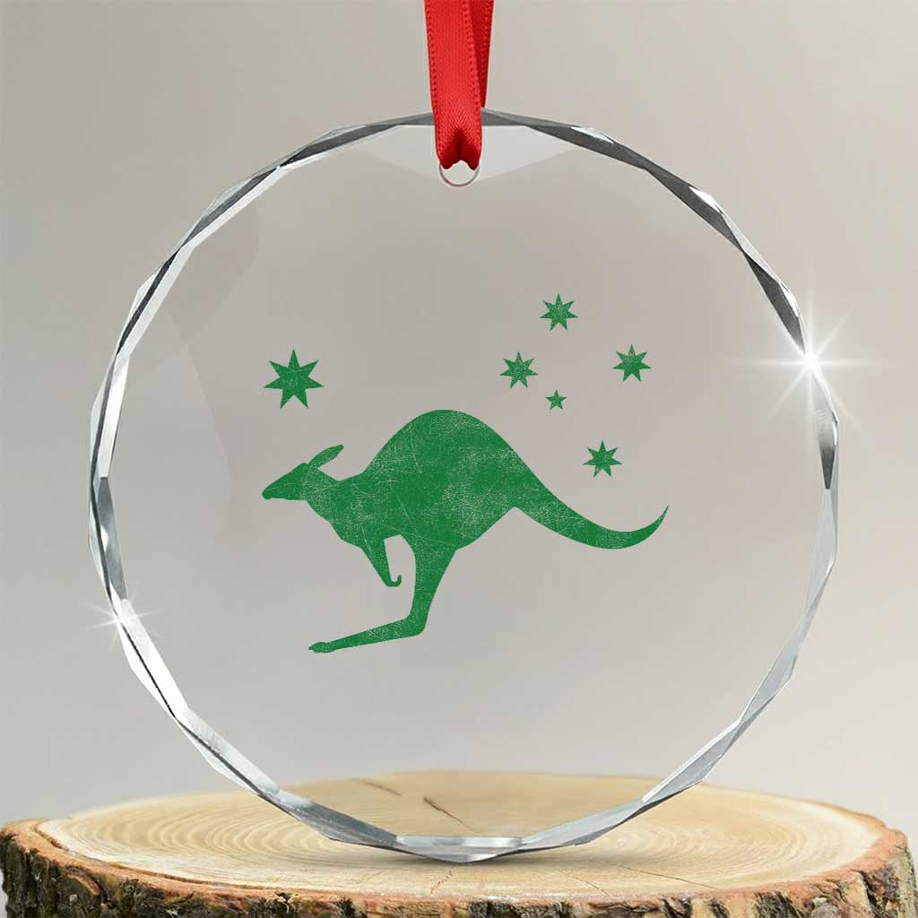 Australia Kangaroo with Federation Star Aussie Roots Crystal Glass Ornament TS11 Transparent Glass 3'' Circle Print Your Wear