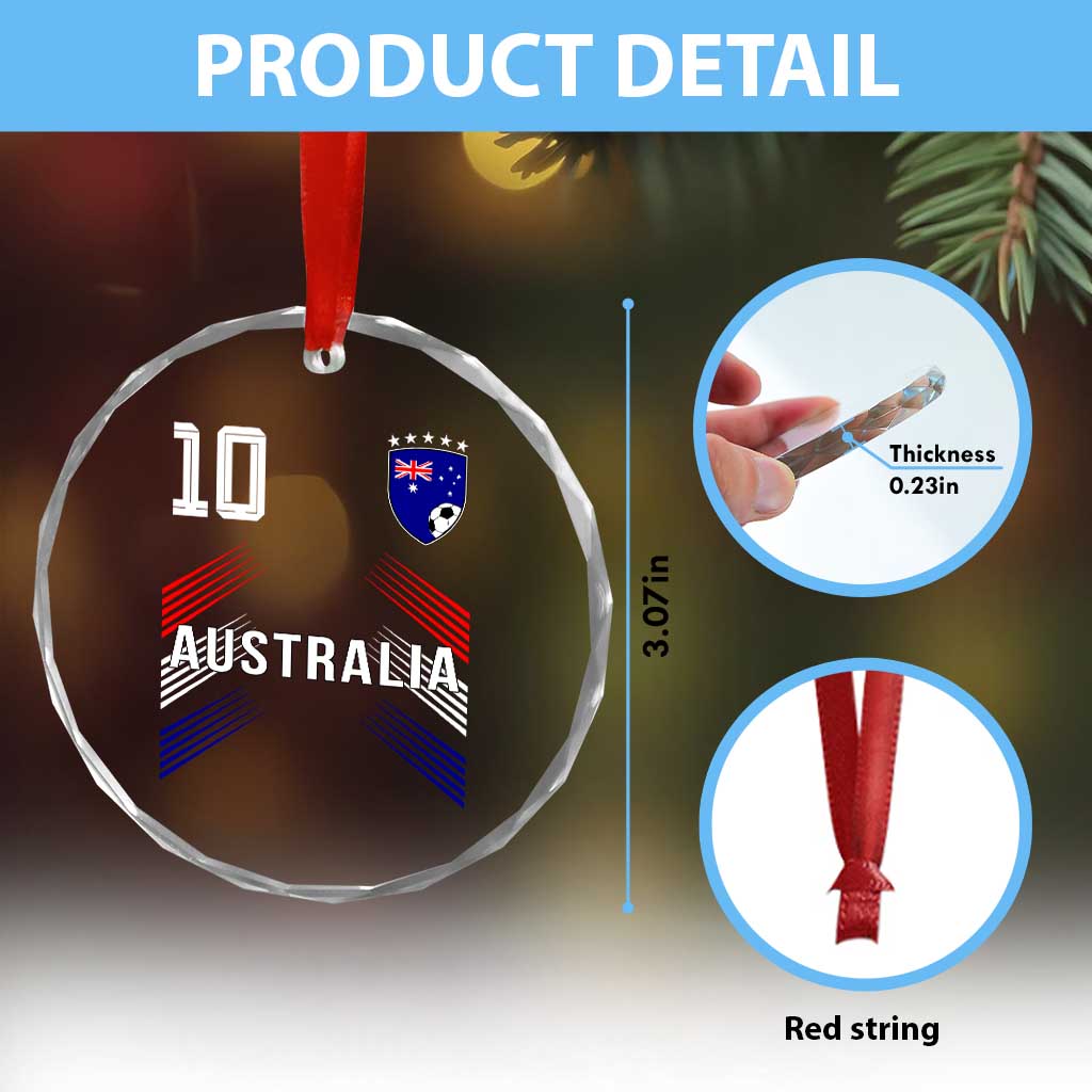 Australia Soccer Sports Graphic Number 10 Jersey Style Crystal Glass Ornament Proud Australian Football Fans Game Day Pride