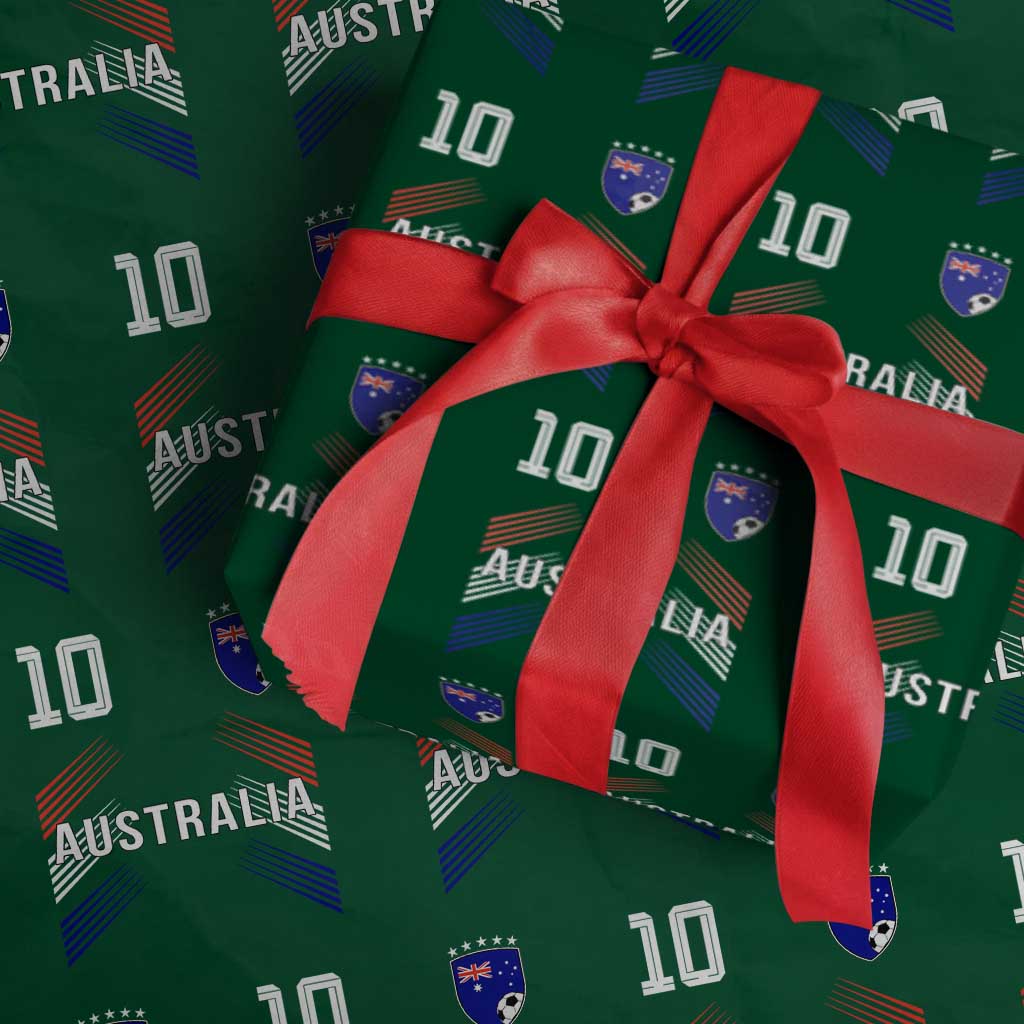 Australia Soccer Sports Graphic Number 10 Jersey Style Wrapping Paper Roll Proud Australian Football Fans Game Day Pride TS02 Green Print Your Wear