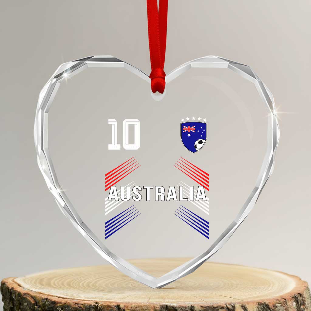 Australia Soccer Sports Graphic Number 10 Jersey Style Heart Crystal Glass Ornament Proud Australian Football Fans Game Day Pride TS02 Transparent Glass 3'' Heart Print Your Wear