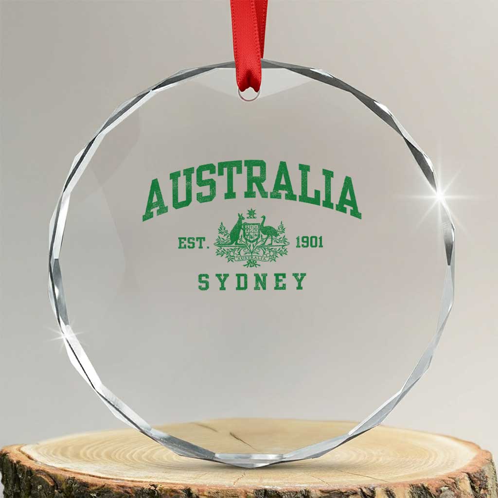 Australia Sydney Est 1901 Crystal Glass Ornament Commonwealth Vintage Crest TS11 Transparent Glass 3'' Circle Print Your Wear