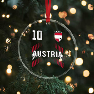 Austria Soccer Sports Graphic Number 10 Jersey Style Crystal Glass Ornament Proud Austrian Football Fans Game Day Pride