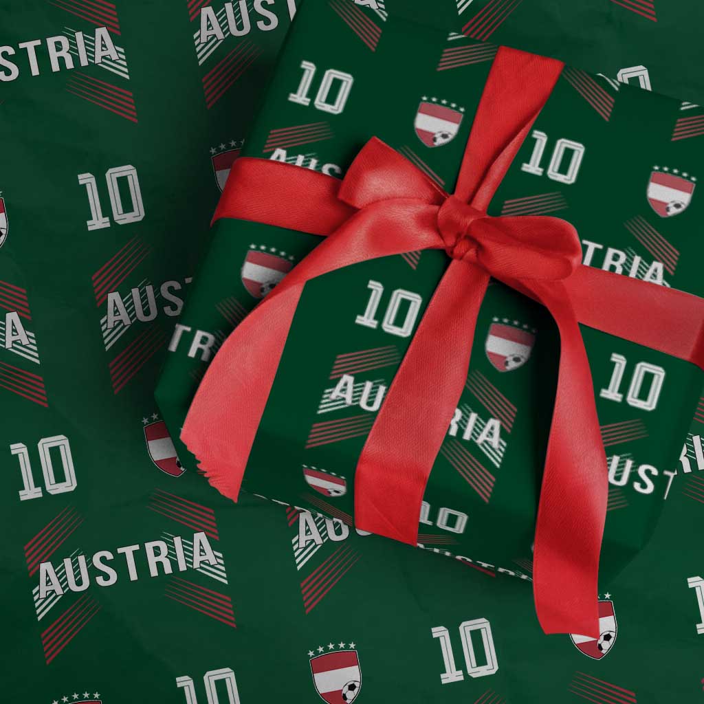 Austria Soccer Sports Graphic Number 10 Jersey Style Wrapping Paper Roll Proud Austrian Football Fans Game Day Pride TS02 Green Print Your Wear