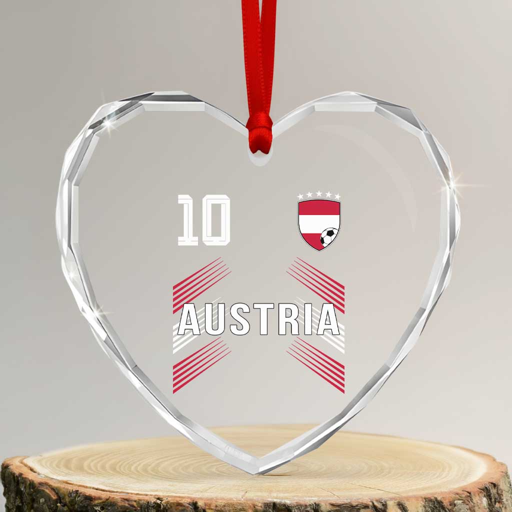Austria Soccer Sports Graphic Number 10 Jersey Style Heart Crystal Glass Ornament Proud Austrian Football Fans Game Day Pride TS02 Transparent Glass 3'' Heart Print Your Wear