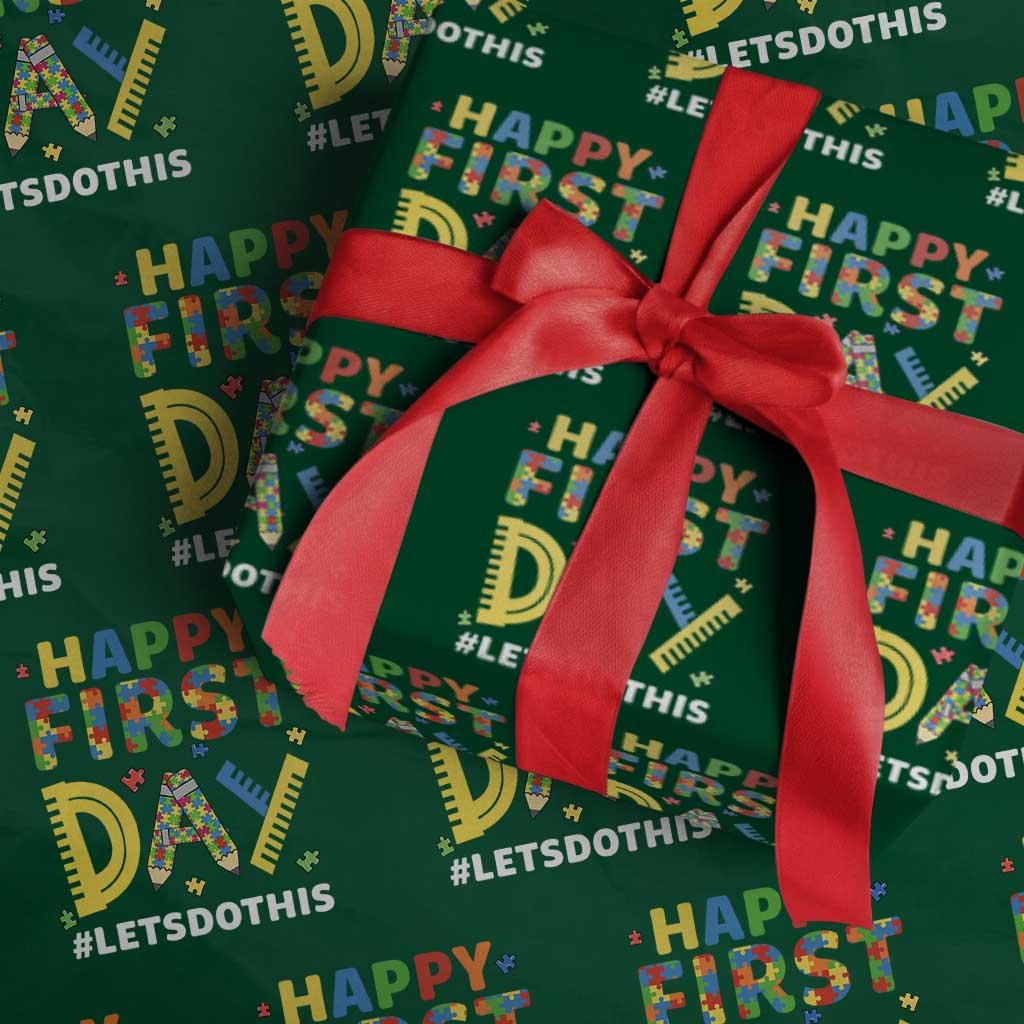 Autism Acceptance Back To School Educator Wrapping Paper Roll Happy First Day