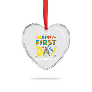 Autism Acceptance Back To School Educator Heart Crystal Glass Ornament Happy First Day