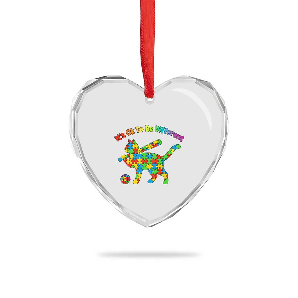 Autism Acceptance Baseball Cat Heart Crystal Glass Ornament It Is Ok To Be Different TS12 Print Your Wear