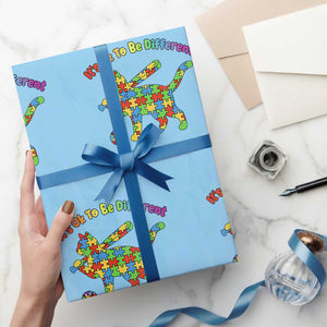 Autism Acceptance Baseball Cat Wrapping Paper Roll It Is Ok To Be Different TS12 Light Blue Print Your Wear