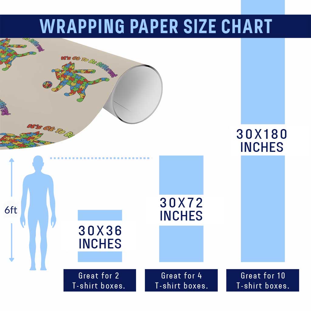 Autism Acceptance Baseball Cat Wrapping Paper Roll It Is Ok To Be Different TS12 Print Your Wear