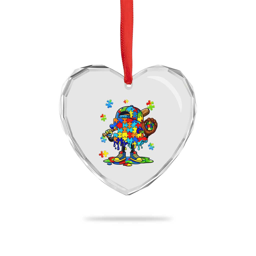 Autism Acceptance Baseball Heart Crystal Glass Ornament Colorful Drip Graphic Neurodiversity Support TS12 Print Your Wear