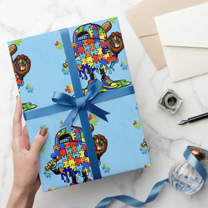 Autism Acceptance Baseball Wrapping Paper Roll Colorful Drip Graphic Neurodiversity Support TS12 Light Blue Print Your Wear
